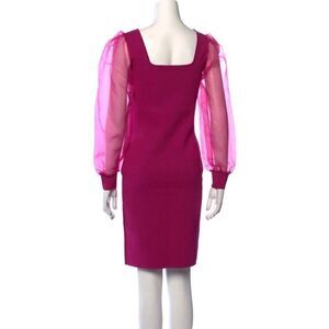 House Of Harlow 1960 NWT Festival Fuschia Dress Sheer Puff Sleeve Barbie Pink L